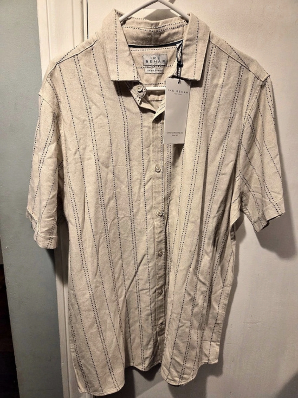 Ike Behar Linen Blend Button Down Shirt Size Large NWT